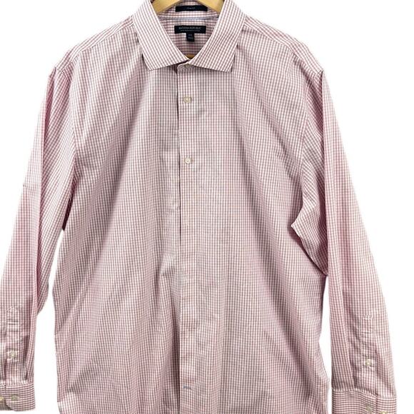 Banana Republic Slim Fit Dress Shirt XXL Pink Check Non Iron 100% Cotton - Picture 2 of 9